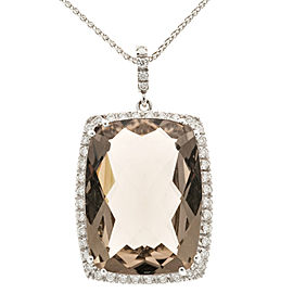 18K White Gold with 24.00ct Quartz & 0.51ct Diamond Necklace