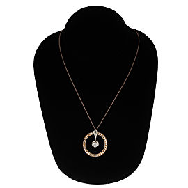 Vintage 1935 Retro Pearl Pendant Necklace 14k Pink Gold Diamond