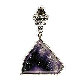 Platinum Vintage Deco Goethite Quartz Amethyst Pendant Diamond
