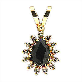 Vintage Deep .70ct Pear Sapphire Bright White Full Cut Round Diamond Pendant