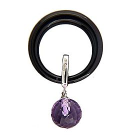 Vintage Hanging 3.65ct Amethyst Briolette Jet Black Onyx 14k White Gold Pendant