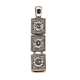 Art Deco Engraved 14k White Gold 3 Section Box Link Dangle .54CT Diamond Pendant