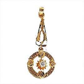 Vintage Estate Filigree 14k Yellow Gold .05ct 1920 Diamond Pendant