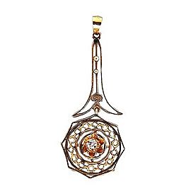 Vintage Estate Victorian .03ct Diamond 14k Pink Gold Filigree Pendant
