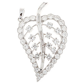 Vintage Art Deco Platinum with 2.38ct Diamond Leaf Pendant