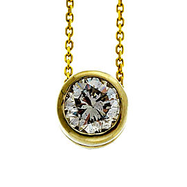 Estate 0.75ct Round Brilliant Cut Diamond 14k Yellow Gold Pendant Slide
