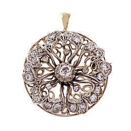 Vintage Sterling Silver 14k Yellow Gold Pin Pendant Diamond Pin/Pendant