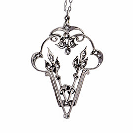 Vintage 1920 Art Deco Old European Cut Diamond Pendant Platinum