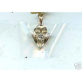 Estate 1890s 14k Yellow Gold & Engraved Platinum Top Old Mine Diamond Pendant