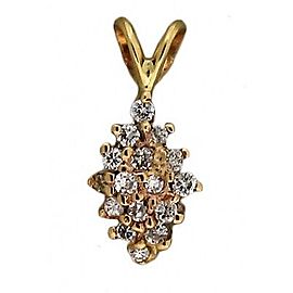 Estate 17 Round Full Cut Diamond 14k White Yellow Gold Domed Star Burst Pendant