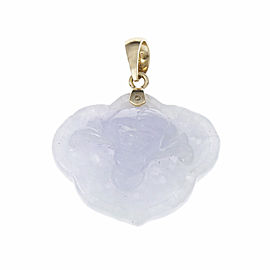 Jadeite Jade Carved Pendant 14k Gold Light Purple Translucent GIA Certified