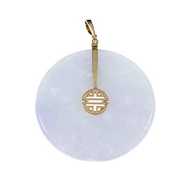 Jadeite Jade Circle Pendant 14k Gold Green Purple GIA Certified