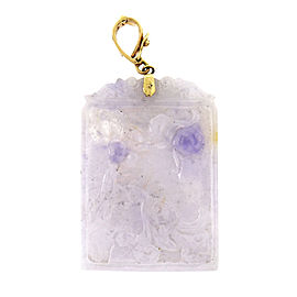 Natural Jadeite Jade Carved Pendant 14k Gold Purple Color GIA Certified