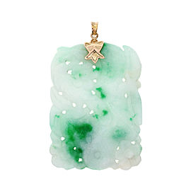 Jadeite Jade Natural Pendant White & Green 14k Gold GIA Certified