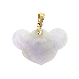 Natural Carved Jadeite Jade Rabbit Pendant 14k Gold GIA Certified