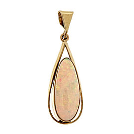 Vintage 1970 Handmade Blue Green Opal 10k Yellow Gold Pendant
