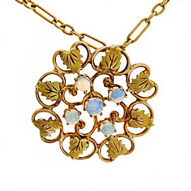 Vintage Yellow and Rose Gold Blue Opal Pendant