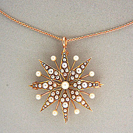 Krementz 1900 14k Pink Gold Star Pearl Pin Pendant