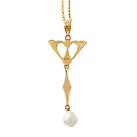 Victorian Natural Freshwater Pearl Lavaliere Pendant 14k Yellow Gold