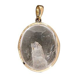Vintage 31.28CT Rare Natural Clear Manifestor Quartz 14K Pink Gold Frame Pendant