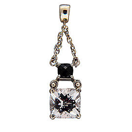 Vintage Hinged Art Deco Style Cushion Onyx Cushion White Topaz Chain Pendant