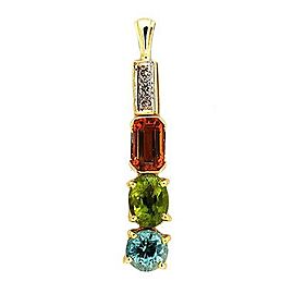 Vintage Estate 14k Gold Elongated Pendant Mixed Cut Citrine, Peridot & Zircon