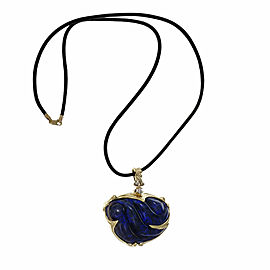 Peter Suchy Carved Black Opal 70.00ct Pendant 18k Yellow Gold
