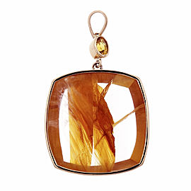Peter Suchy Quartz Crystal Pendant 18k Gold Precious Topaz