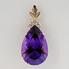 14k Yellow Gold 27.00ctw Amethyst Diamond Pendant