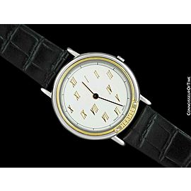 HERMES METEORE Mens Stainless Steel & Solid 18K Gold Watch - Mint with Warranty