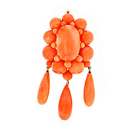 Rare 1875 - 1900 Natural Untreated Certified Coral Rare Orange Pink Pin/Pendant