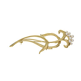 Estate Mikimoto Large Flower Brooch Pin Pearl 18k Gold