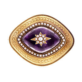 14k Yellow Gold Victorian Natural Quartz Rock Crystal Pin/Pendant