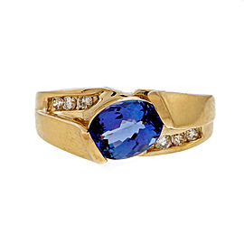 Estate Swirl 1.50ct Iolite 14k Yellow Gold Diamond Ring
