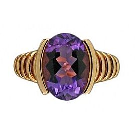 Estate 14k Yellow Gold Open Work Shoulder 5.50ct Bright Purple Amethyst Ring