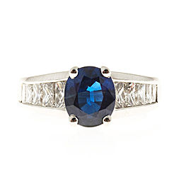 Vintage Kobi Platinum 2.25ct Oval Blue Sapphire and 1.26ctw Diamond Ring Size 6.25