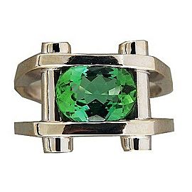 14k White Gold 2.90ct Green Tourmaline .20ct Diamond Ring Size 8.5