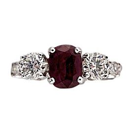 Vintage Platinum Ruby and Diamond Engagement Ring Size 6.25