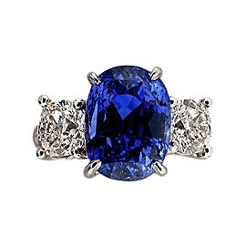 Vintage Platinum 8.97ct Natural Cornflower Blue Sapphire Diamond Engagement Ring Size 7.5