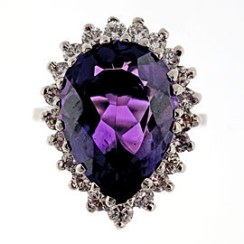 14k White Gold 5.00ctw Amethyst Diamond Ring Size 6.75
