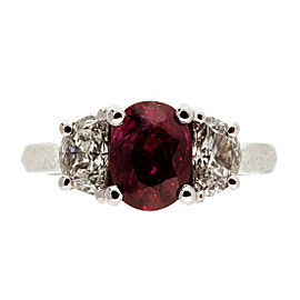 Platinum Ruby & Diamond Ring Size 6.5