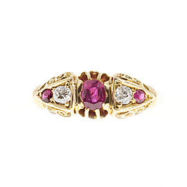 Victorian Natural Red No Heat Ruby and Diamond 18k Ring