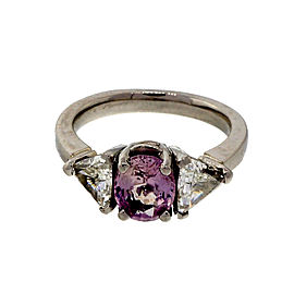 Platinum Rare Light Pink Natural 1.45ctw Sapphire and 1.50ctw Trilliant Diamond Ring Size 6