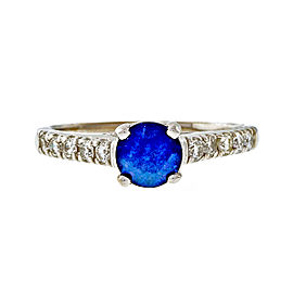 14k White Gold Diamond Blue Sapphire Lucida Engagement Ring Size 8.25