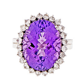 14K White Gold 7.76ct Amethyst 0.70ctw. Diamond Ring Size 6.75