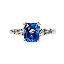 Vintage Platinum 1.98 ctw Periwinkle Blue Sapphire & Diamond Engagement Ring Size 5.5