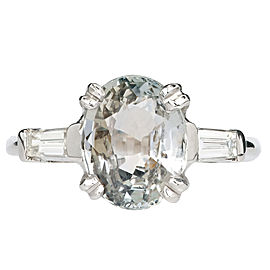 Peter Suchy Natural Oval Sapphire Diamond Engagment Ring 3.13ct Platinum