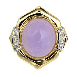 Natural Purple Jadeite Jade Ring 14k Gold Diamond GIA Certified