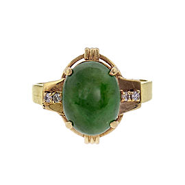 Natural Jadeite Jade Ring 14k Gold Diamond GIA Certified