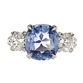 Peter Suchy 4.34ct Antique Cushion Sapphire Engagement Ring Platinum Diamond